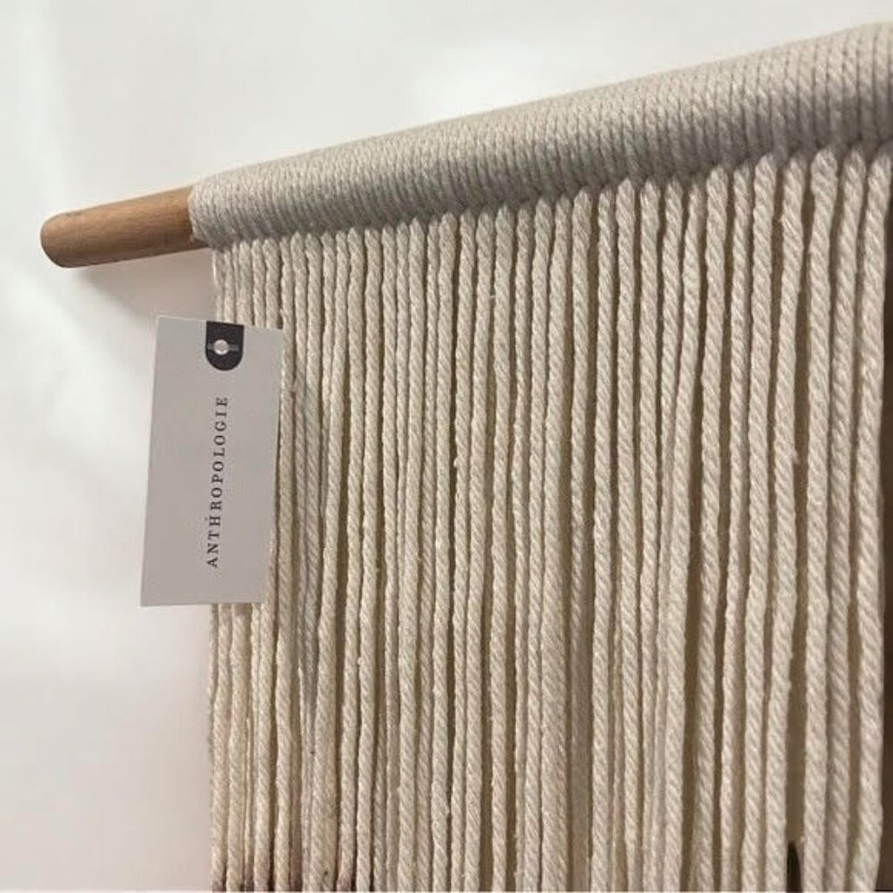 NEW Anthro XL Boho Tapestry Wavy Brown Macrame Woven Dyed Yarn Wall Hanging 58" - Picture 10 of 11